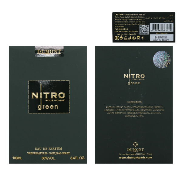 Dumont Nitro Green 3.4 Oz EDP for Men