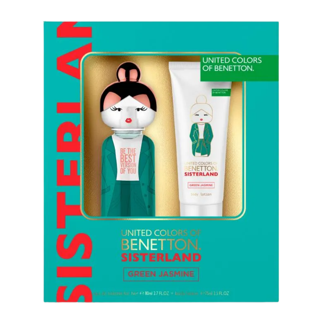 United Colors Of Benetton Set Sisterland Green Jasmi Ne 2.7 Oz Edt / 2.5 Body Lotion Women