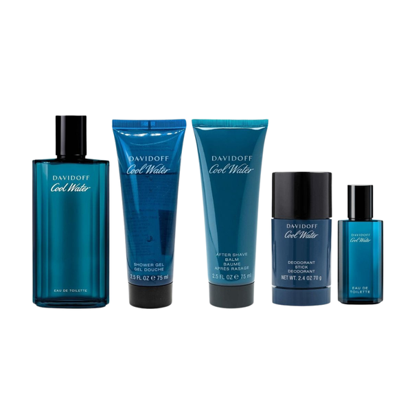 Davidoff Cool Water 5Pc Set (4.2 Oz Edt, 2.4 Oz Deostick, 2.5 Oz A/Shave Balm, 2.5 Oz S/Gel, 0.50 Oz Edt) Men