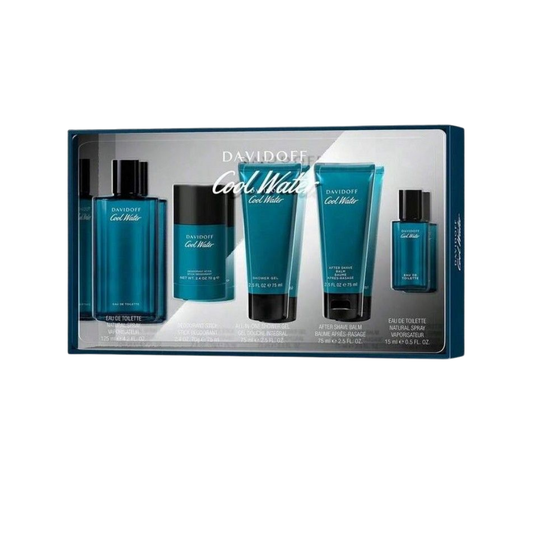 Davidoff Cool Water 5Pc Set (4.2 Oz Edt, 2.4 Oz Deostick, 2.5 Oz A/Shave Balm, 2.5 Oz S/Gel, 0.50 Oz Edt) Men