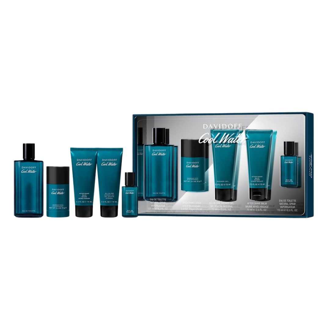 Davidoff Cool Water 5Pc Set (4.2 Oz Edt, 2.4 Oz Deostick, 2.5 Oz A/Shave Balm, 2.5 Oz S/Gel, 0.50 Oz Edt) Men