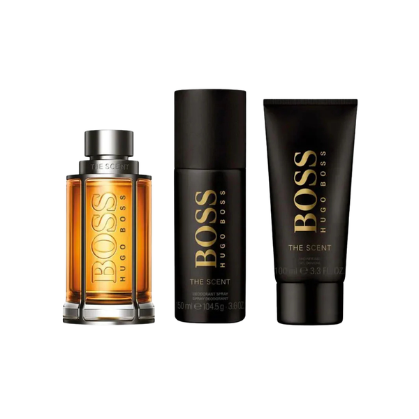 Hugo Boss Set The Scent ( 3 Pc ) 3.3 Oz Edt / Shower Gel 3.3 Oz / Deodorant 2.4 Oz Men