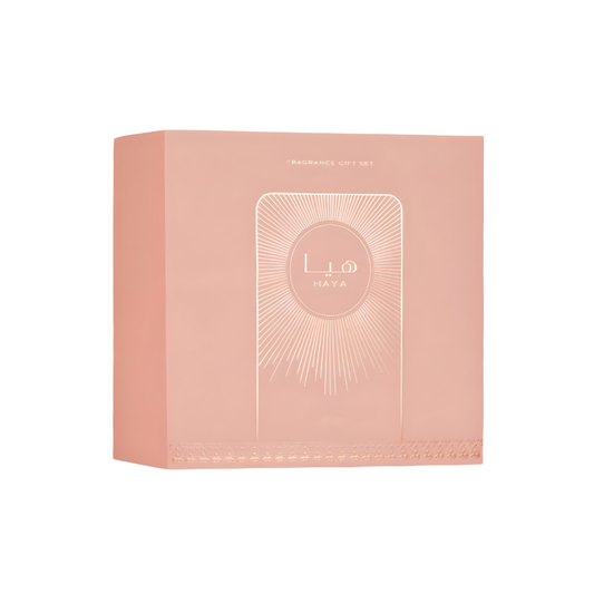Lattafa Set Haya 3 Pcs 3.4 Oz Edp + 12Ml Travel Spray + 50Ml Hairmist Women