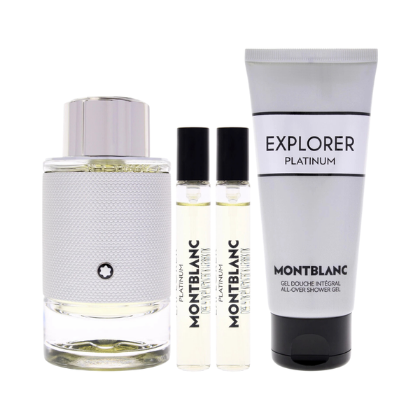 Mont Blanc Set Explorer Platinum 4Pc 3.3 Oz Edp ,3.3 Oz Shower Gel, 2 X 0.25 Oz Edp Men