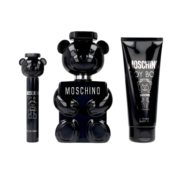 Moschino Set Toy Boy ( 3 Pc ) 3.4 Edp / 3.4 Shower Gel / 0.34 Oz Edt Men