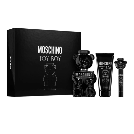 Moschino Set Toy Boy ( 3 Pc ) 3.4 Edp / 3.4 Shower Gel / 0.34 Oz Edt Men