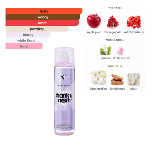 Ariana Grande Body Mist Thank U Next 8 Oz Women Purple