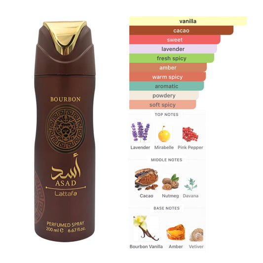 Lattafa Body Spray Asad Bourbon 6.3 Oz Men