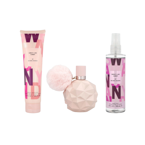 Ariana Grande Set Sweet Like Candy 3.4 Oz Edp + 3.4 Oz Body Lotion + 3.4 Shower Gel Women