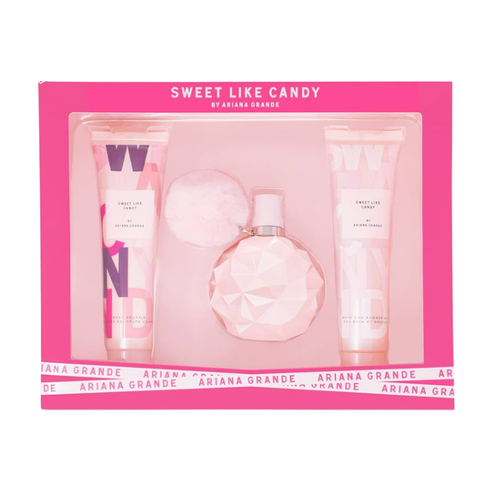 Ariana Grande Set Sweet Like Candy 3.4 Oz Edp + 3.4 Oz Body Lotion + 3.4 Shower Gel Women