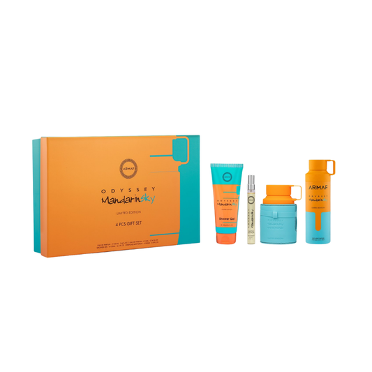 Armaf Set Lux Odyssey Mandarin Sky Limited Edition 3.4 Oz Edp + Travel 10ml + Shower Gel 3.4 Oz + Body Spray 6.8 Oz Men
