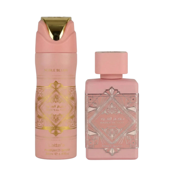 Lattafa Set Badee Al Oud Noble Blush 2 Pcs Gift Set With 3.4 Oz Edp + 6.7 Oz Women