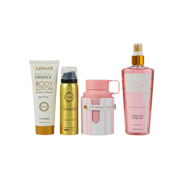 Armaf Set Odyssey Candee 3.4 Oz Edp + Body Lotion 3.4 Oz + Deo 1.7 Oz + Body Mist 8.4 Oz Women