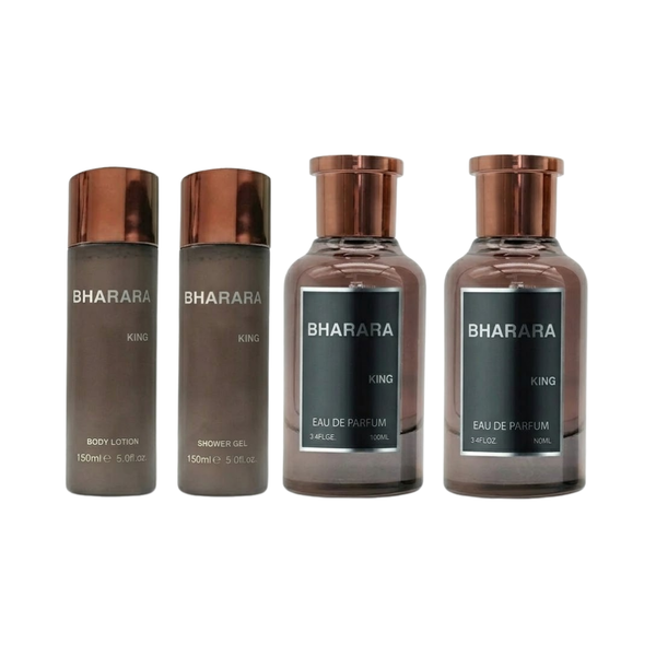 Bharara Set King 3.4 Oz Edp + Body Lotion 5.0 Oz + After Shave 3.4 Oz + Shower Gel 5.0 Oz Men