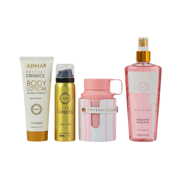 Armaf Set Odyssey Candee 3.4 Oz Edp + Travel 0.30 Oz + Body Lotion 3.4 Oz + Body Mist 8.4 Oz Women