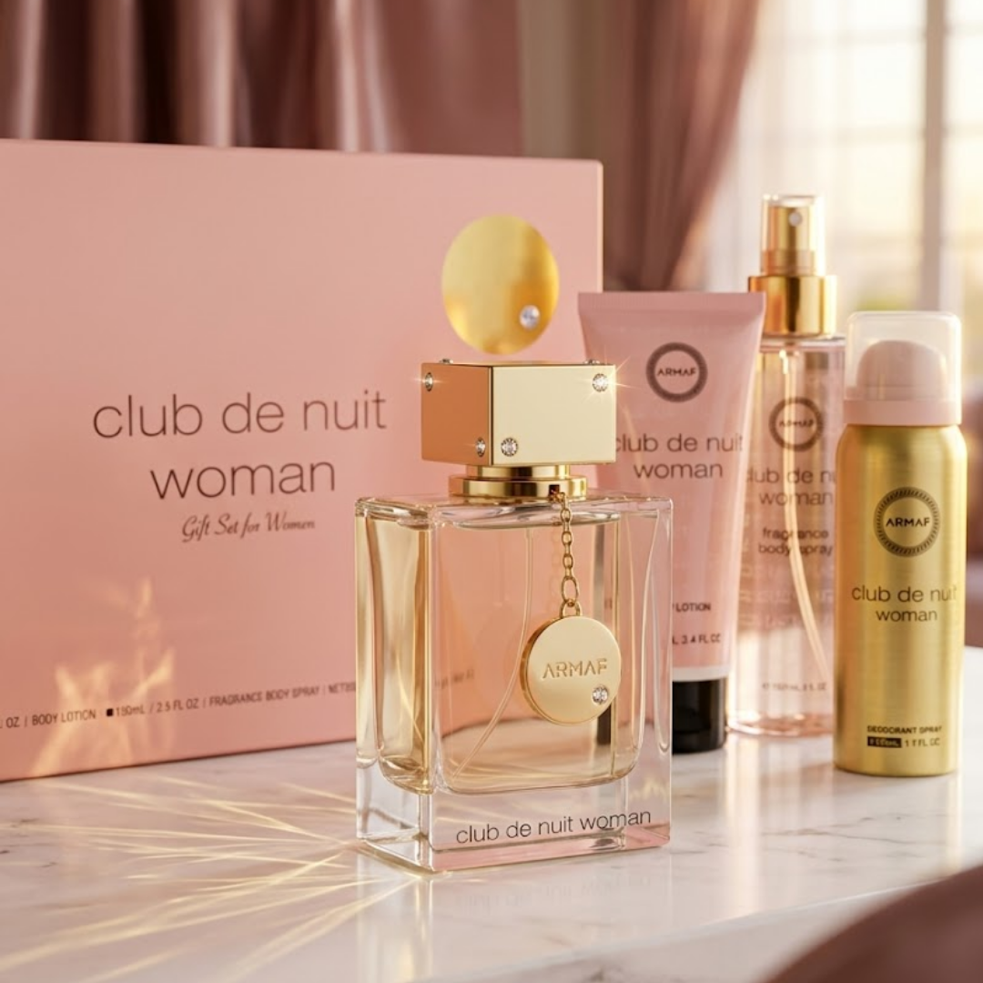 Armaf Set Club De Nuit Women 3.4 Oz Edp + Travel 10ml + Body Lotion 3.4 Oz + Body Mist 8.4 Oz