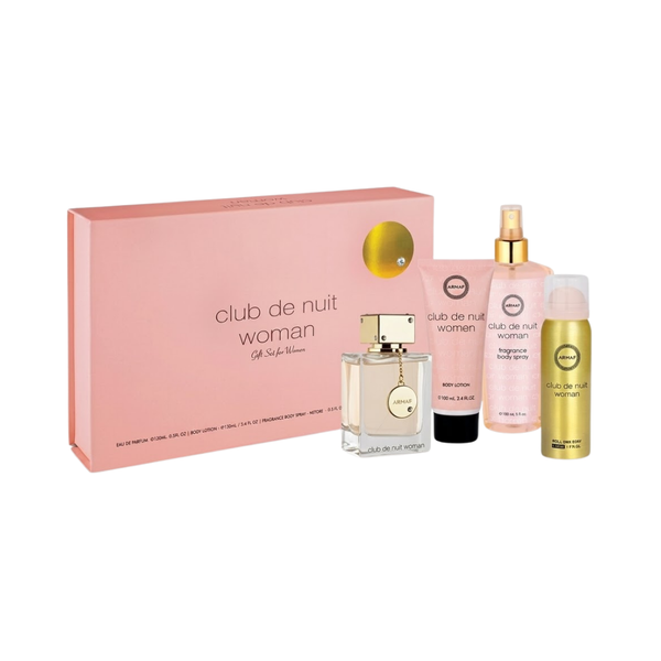 Armaf Set Club De Nuit Women 3.4 Oz Edp + Travel 10ml + Body Lotion 3.4 Oz + Body Mist 8.4 Oz