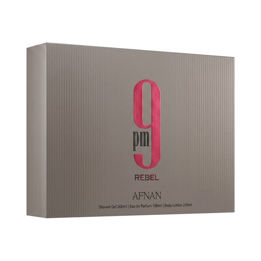 Afnan Set 9 Pm Rebel 3.4 Oz Edp + / Shower Gel 5.0 Oz + Deodorant 5.0 Oz Unisex