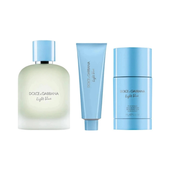 Dolce & Gabbana Set Light Blue 3Pc (3.38 Oz Edt ,1.69 Oz Shower Gel,2.6 Oz Deo Stick) Men