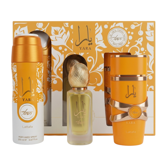 Lattafa Set Yara Tous 3.4 Oz + 6.8 Oz Deo + 1.7 Oz Hairmist Edp Women