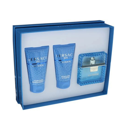 Versace Eau Fraiche 3pc Set (1.7 Oz EDT, 1.7 Oz Bath & Shower Gel, 1.7 Oz Aftershave Balm) for Men