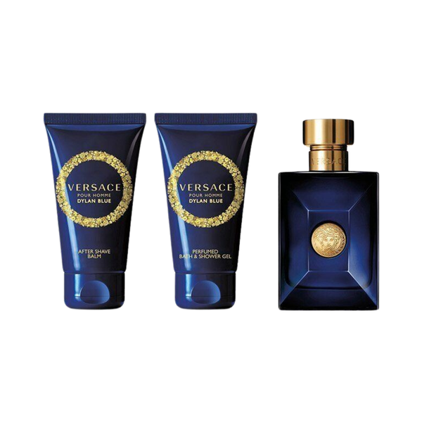 Versace Dylan Blue 3pc Set (1.7 Oz EDT, 1.7 Oz Aftershave Balm and 1.7 Oz Bath & Shower Gel) for Men