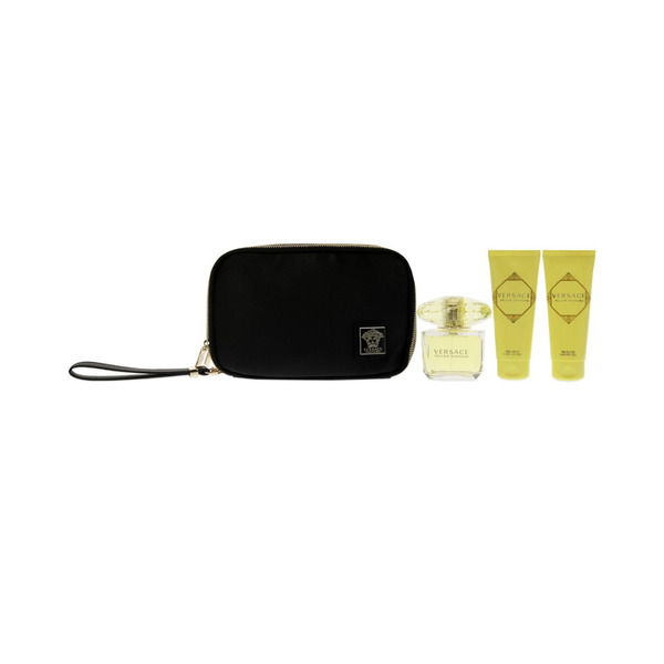 Versace Yellow Diamond 4pc Set(3.0 Oz EDT, 3.4 Oz Body Lotion,3.4 Oz Shower Gel and Bag) for Women