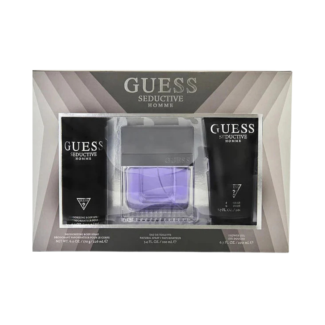 Guess Set Seductive 3.4 Oz Edt, 6.7 Oz Shower Gel Oz & Shower Gel 6 Oz Men