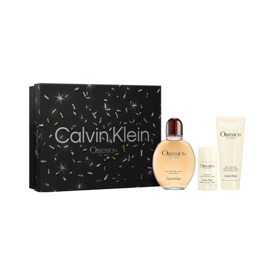 Calvin Klein Set Obsession 4.2 Oz Edp + 3.3 Oz After Shave + 2.6 Oz Deo Men