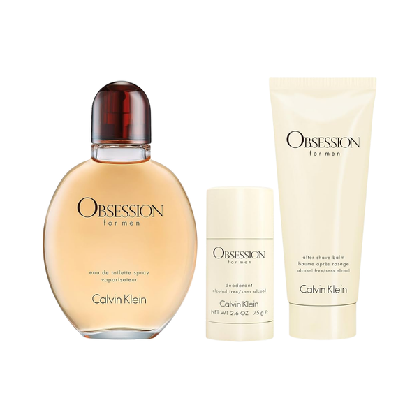 Calvin Klein Set Obsession 4.2 Oz Edp + 3.3 Oz After Shave + 2.6 Oz Deo Men