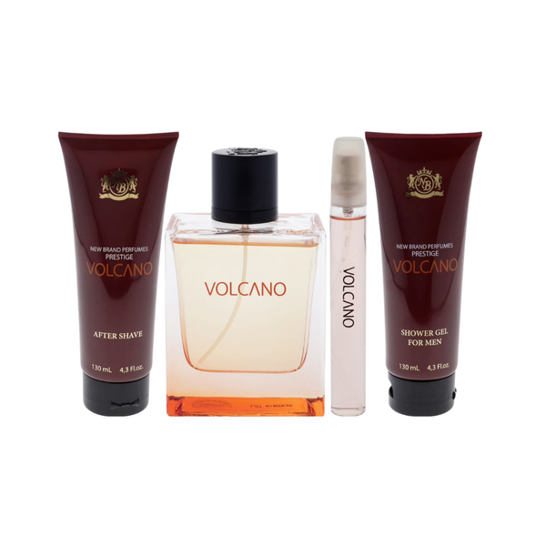 New Brand Set Prestige Volcano 3.3 Oz + 4.3 Oz + 4.3 Oz + 15 Ml Edt Men