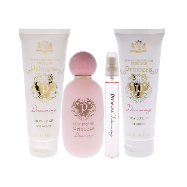 New Brand Set Prestige Princess Dreaming 3.3 Oz + 15 Ml + 4.3 Oz + 4.3 Oz Edp Women