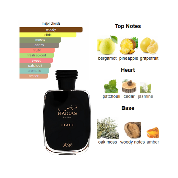 Rasasi Hawas Black 3.4 Oz EDP for Men