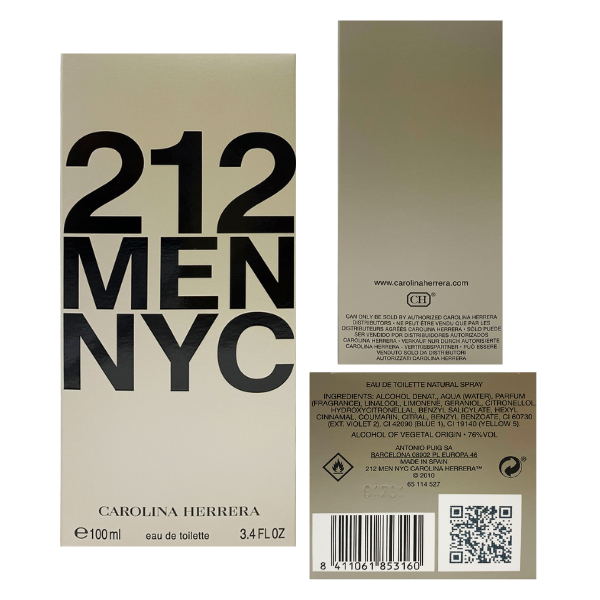 Carolina Herrera 212 Men Nyc 3.4 Oz Edt