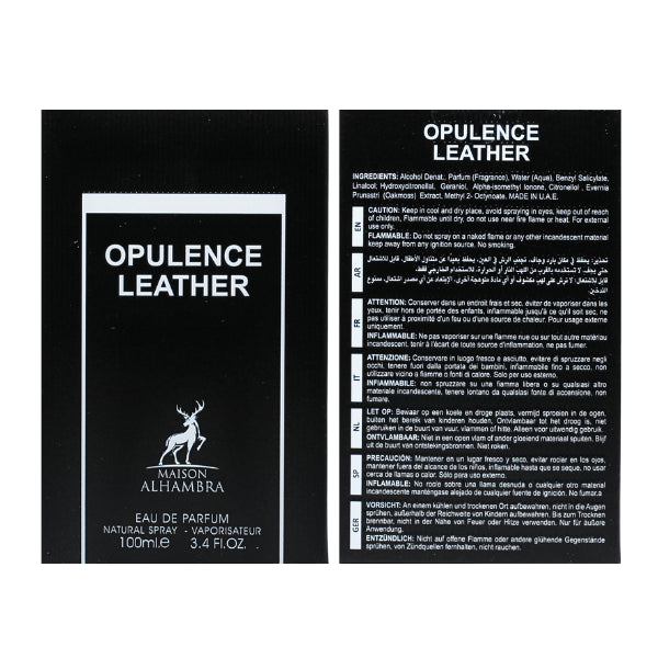 Maison Alhambra Opulence Leather 3.4 Oz EDP for Men