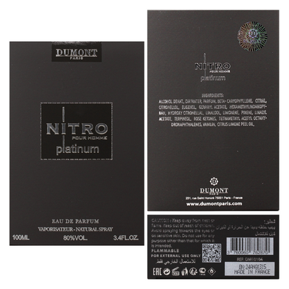 Dumont Nitro Platinum 3.4 Oz EDP for Men