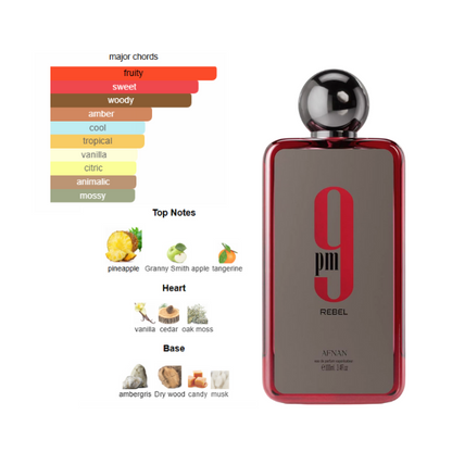 Afnan 9 Pm Rebel 3.4 Oz EDP Unisex