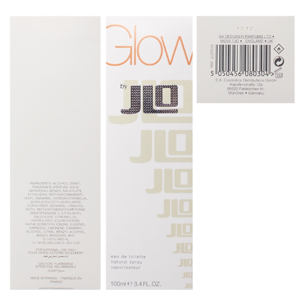 Jennifer Lopez Glow 3.4 Oz EDT for Women