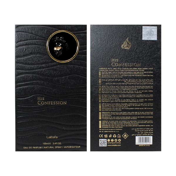 Lattafa His Confession 3.4 Oz EDP for Men