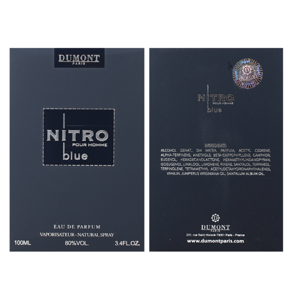 Dumont Nitro Blue 3.4 Oz EDP for Men