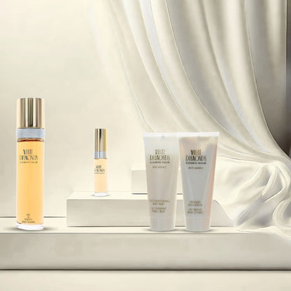 Elizabeth Taylor White Diamonds 4 Pcs set (3.3 Oz EDT, 0.33 Oz EDT, 3.3 Oz Body Wash, 3.3 Oz Body Lotion) for Women
