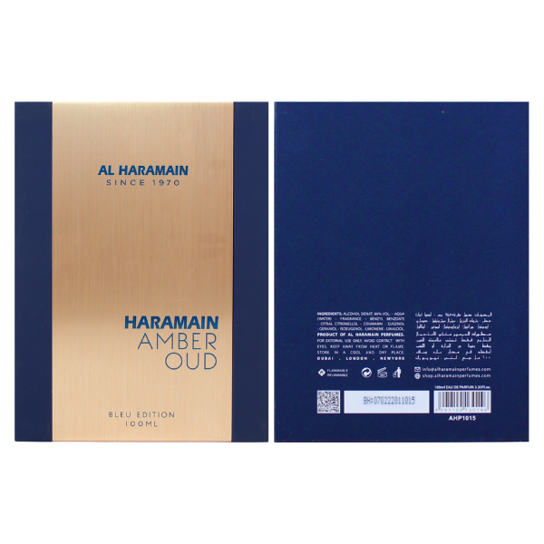 Al Haramain Amber Oud Blue Edition 3.3 Oz Edp Men