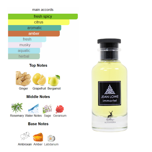 Maison Alhambra Jean Lowe Immortel  3.4 Oz EDP for Men