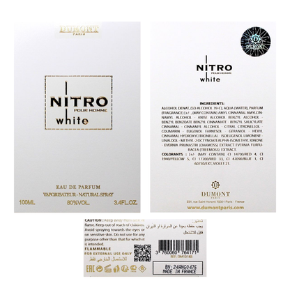 Dumont Nitro White 3.4 Oz EDP for Men