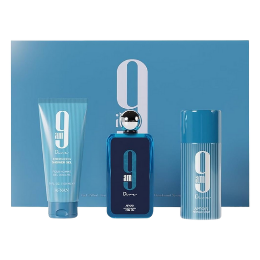 Afnan Set 9 Am Dive Edp 3.4 Oz Shower Gel 5.0 Oz Deodorant 5.0 Oz Men
