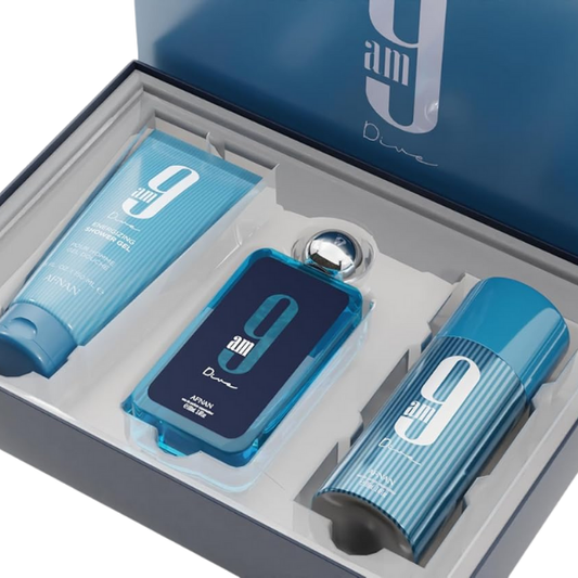 Afnan Set 9 Am Dive Edp 3.4 Oz Shower Gel 5.0 Oz Deodorant 5.0 Oz Men