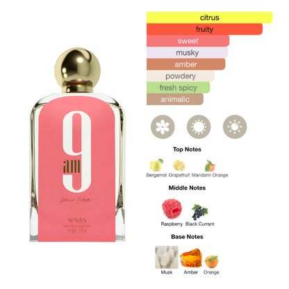 Afnan Set 9 Am Pour Femme 3.4 Oz Edp Shower Gel 5.0 Oz Body Mist 3.4 Oz Body Lotion 3.4 Oz Women