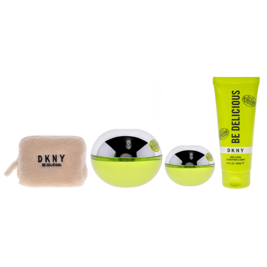 Donna Karan Set Be Delicious (4Pc ) 3.4Oz Edp/15 Ml Edp/ 3.4 Oz Body Lotion/Pouch Women
