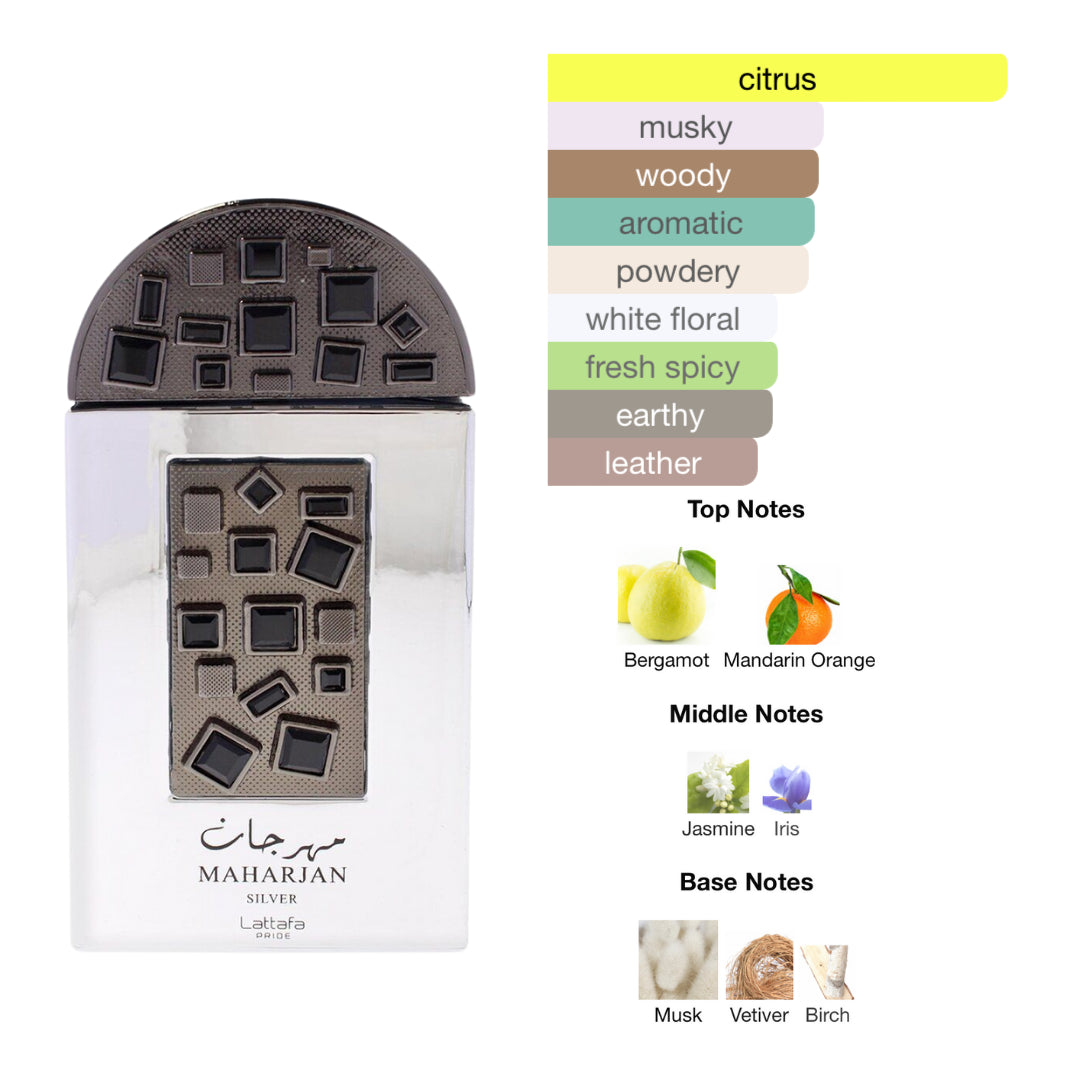 Lattafa Maharjan Silver 3.4 Oz Edp Unisex
