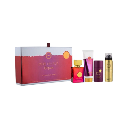 Armaf Set Club De Nuit: Untold 3.4 Oz EDP + Body Spray 1.7 Oz + Deo Stick 2.6 Oz + Body Lotion 3.4 Oz Men